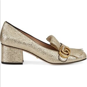 Gucci Metallic Gold Marmont Pump